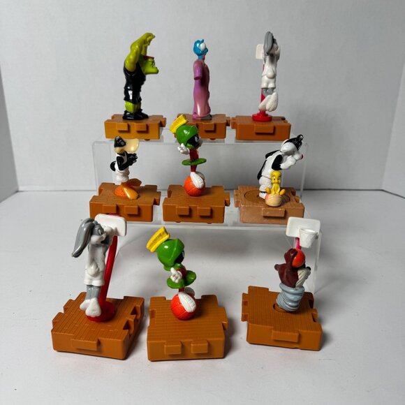 1996 McDonalds Space Jam Looney Tunes Spin Top Figures Lot of 9 Basketball Toys - Picture 2 of 6